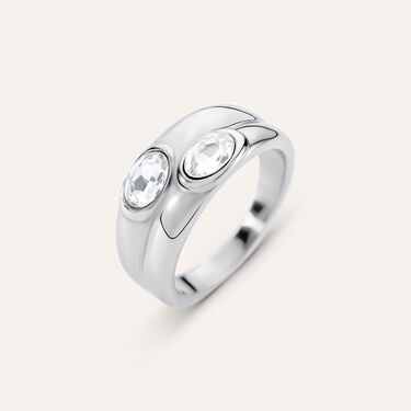 Anello Fascia Moonlight Acciaio Cristallo