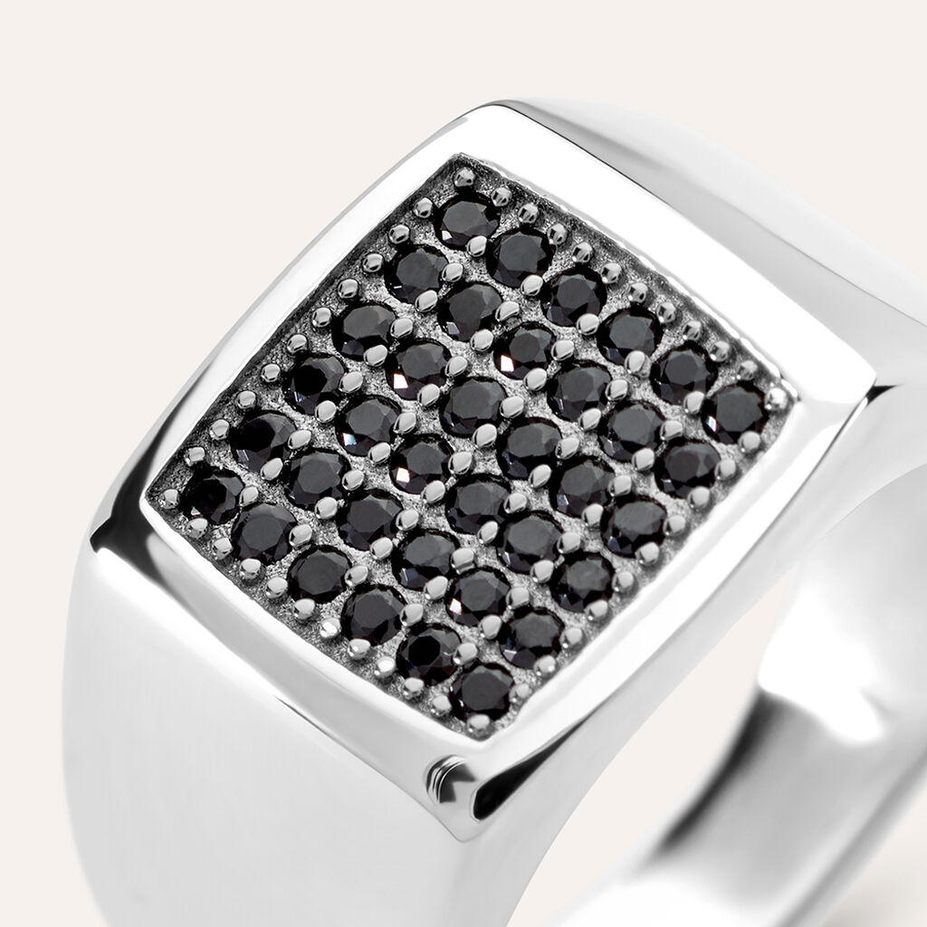 Anello Chevalier Gentleman Argento Rodiato Cubic Zirconia