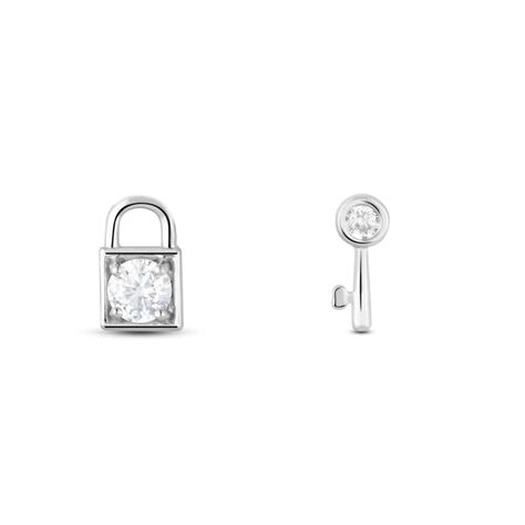 Orecchini Spaiati Bon Ton Oro Bianco Cubic Zirconia - Gioielli Donna | Stroili