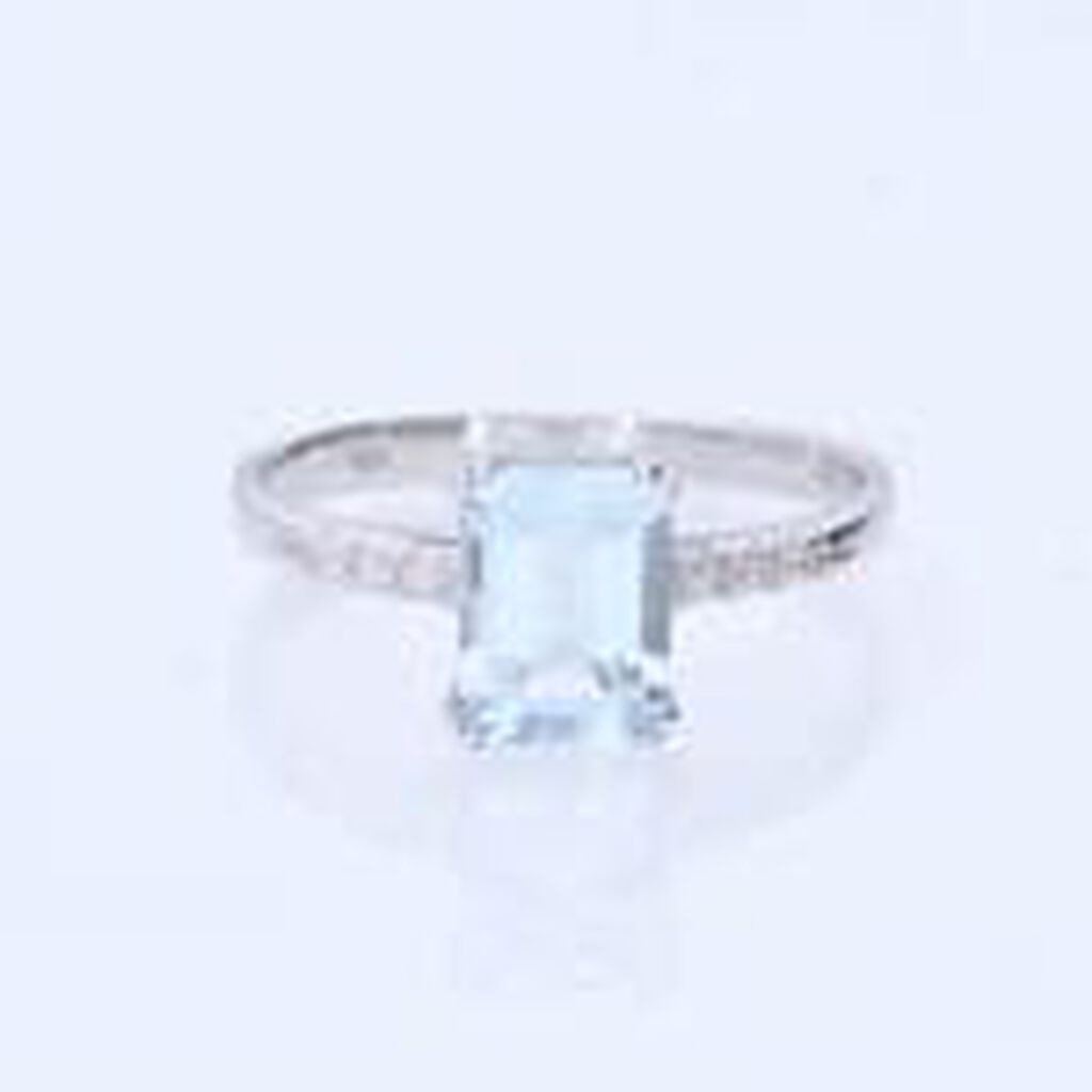 Anello Solitario Acquamarina Oro Bianco Acquamarina Diamante - Anelli con Pietre Donna | Stroili