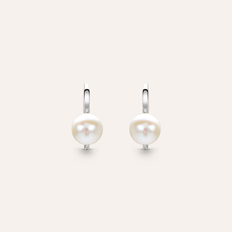 Orecchini Pendenti Gold Pearls Oro Bianco Perla D'Acqua Dolce Diamante - Orecchini Pendenti Donna | Stroili
