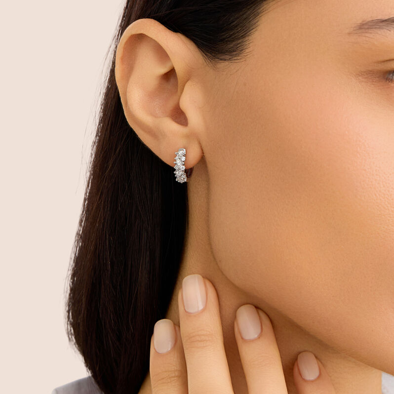 Orecchini A Cerchio Diamotion Oro Bianco Diamante - Orecchini a Cerchio Donna | Stroili