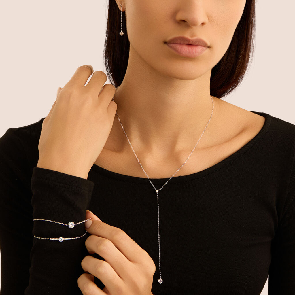 Orecchini Pendenti Punto Luce Silver Elegance Argento Rodiato Cubic Zirconia