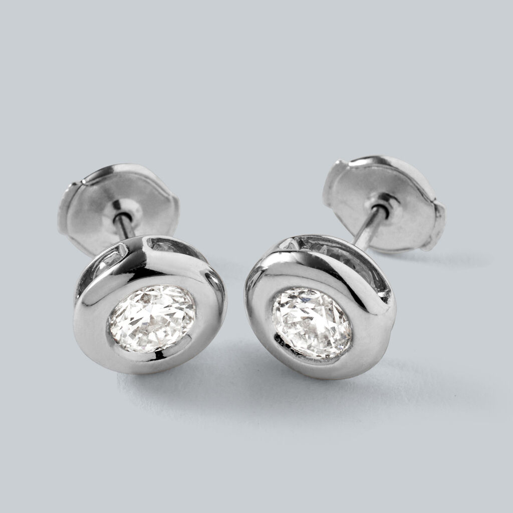 Orecchini Lobo Punto Luce Diamade Oro Bianco Diamante Lab-Grown - Orecchini a Lobo Donna | Stroili
