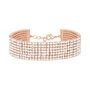 Bracciale multifilo largo in metallo rosato con strass