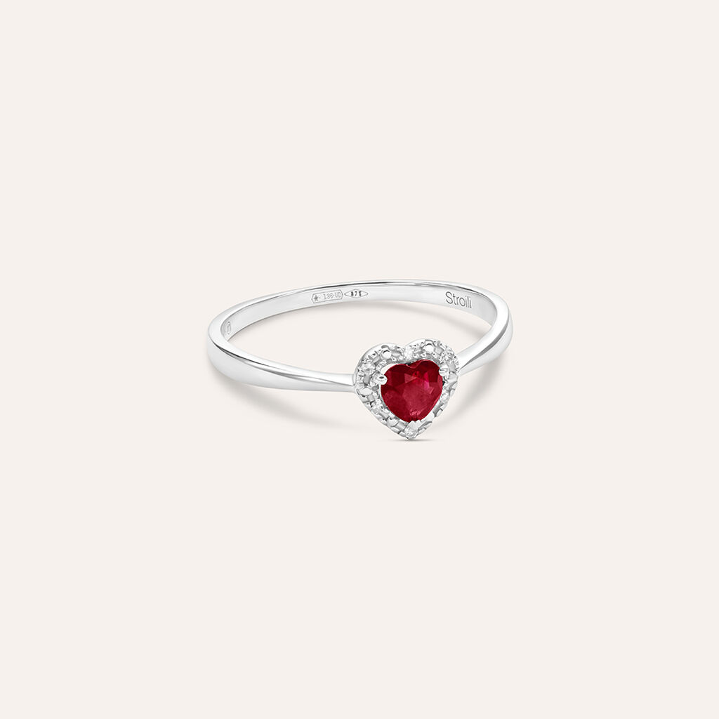 Anello Solitario Charlotte Oro Bianco Rubino Diamante - Anelli con Pietre Donna | Stroili