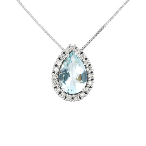 Collana Punto Luce Acquamarina Oro Bianco Acquamarina Diamante - Collane Punto Luce Donna | Stroili