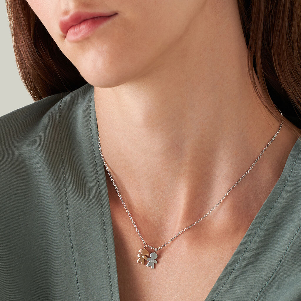 Collana Lady Chic Acciaio Bicolore Bianco / Rosa Cristallo - Collane Donna | Stroili