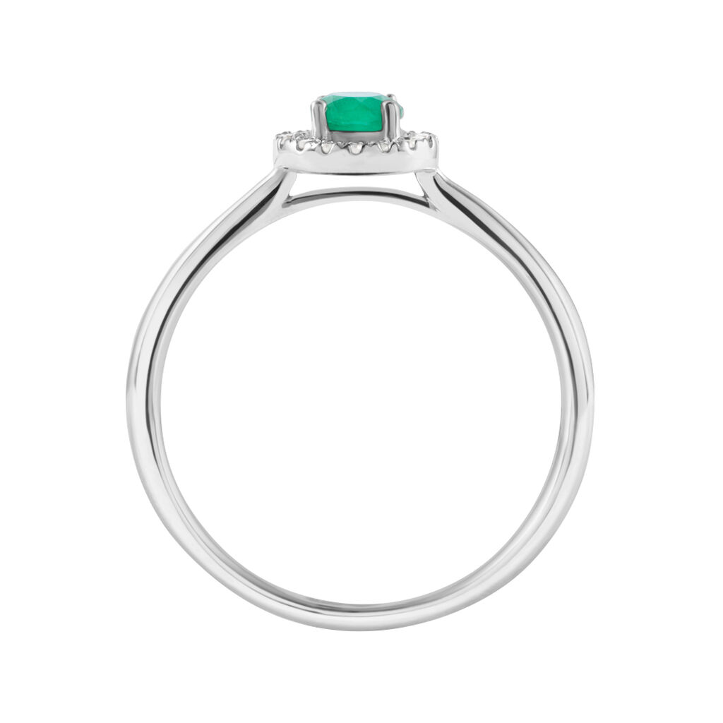 Anello Solitario Charlotte Oro Bianco Smeraldo Diamante - Anelli con Pietre Donna | Stroili