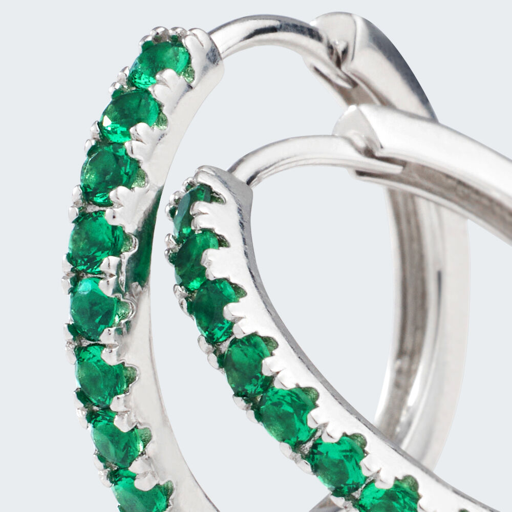 Orecchini A Cerchio In Argento S925 Con Zirconia - Huggie Ipoallergenici Per Donna - Foto 3