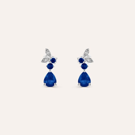 Orecchini Lobo Charlotte Oro Bianco Zaffiro Diamante - Orecchini a Lobo Donna | Stroili