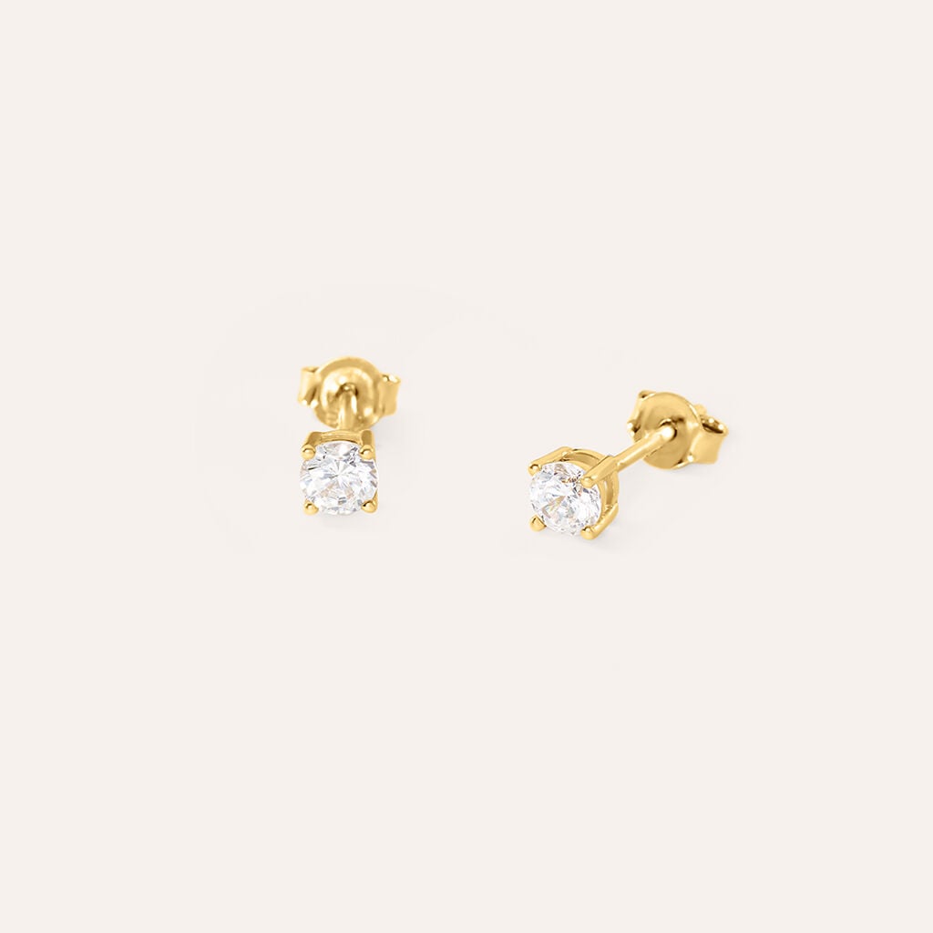 Orecchini Lobo Punto Luce Silver Glow Argento Dorato Cubic Zirconia