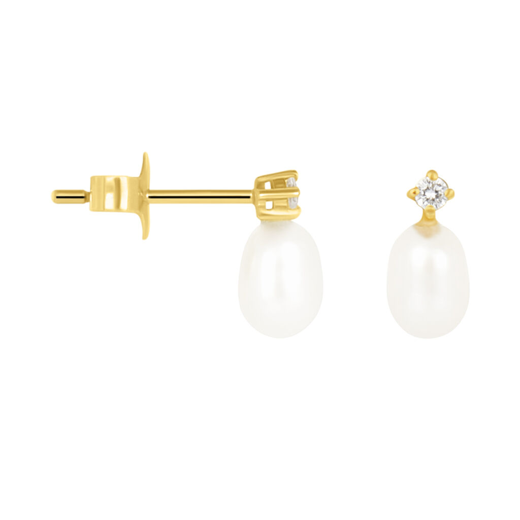 Orecchini Lobo Gabrielle Oro Giallo Perla D'Acqua Dolce Cubic Zirconia - Orecchini a Lobo Donna | Stroili