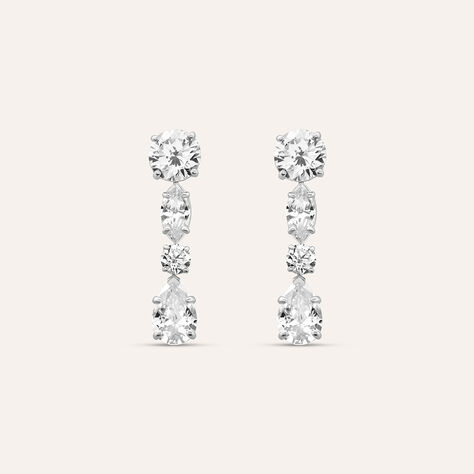 Orecchini Pendenti Claire Oro Bianco Cubic Zirconia - Orecchini Pendenti Donna | Stroili