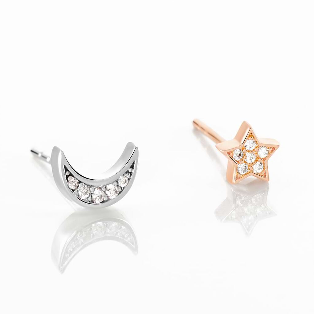 Orecchini Spaiati Silver Moments Argento Bicolore Bianco / Rosa Cubic Zirconia - Gioielli Donna | Stroili