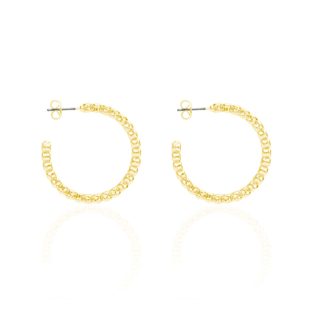 Orecchini a cerchio in metallo dorato e cristalli