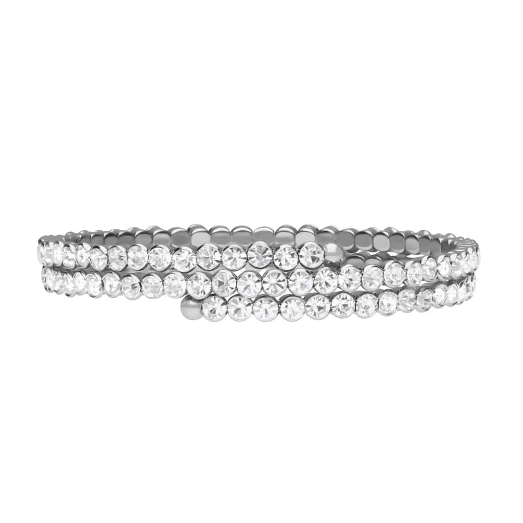Bracciale bangle in metallo rodiato e cristalli - Bracciali Donna | Stroili