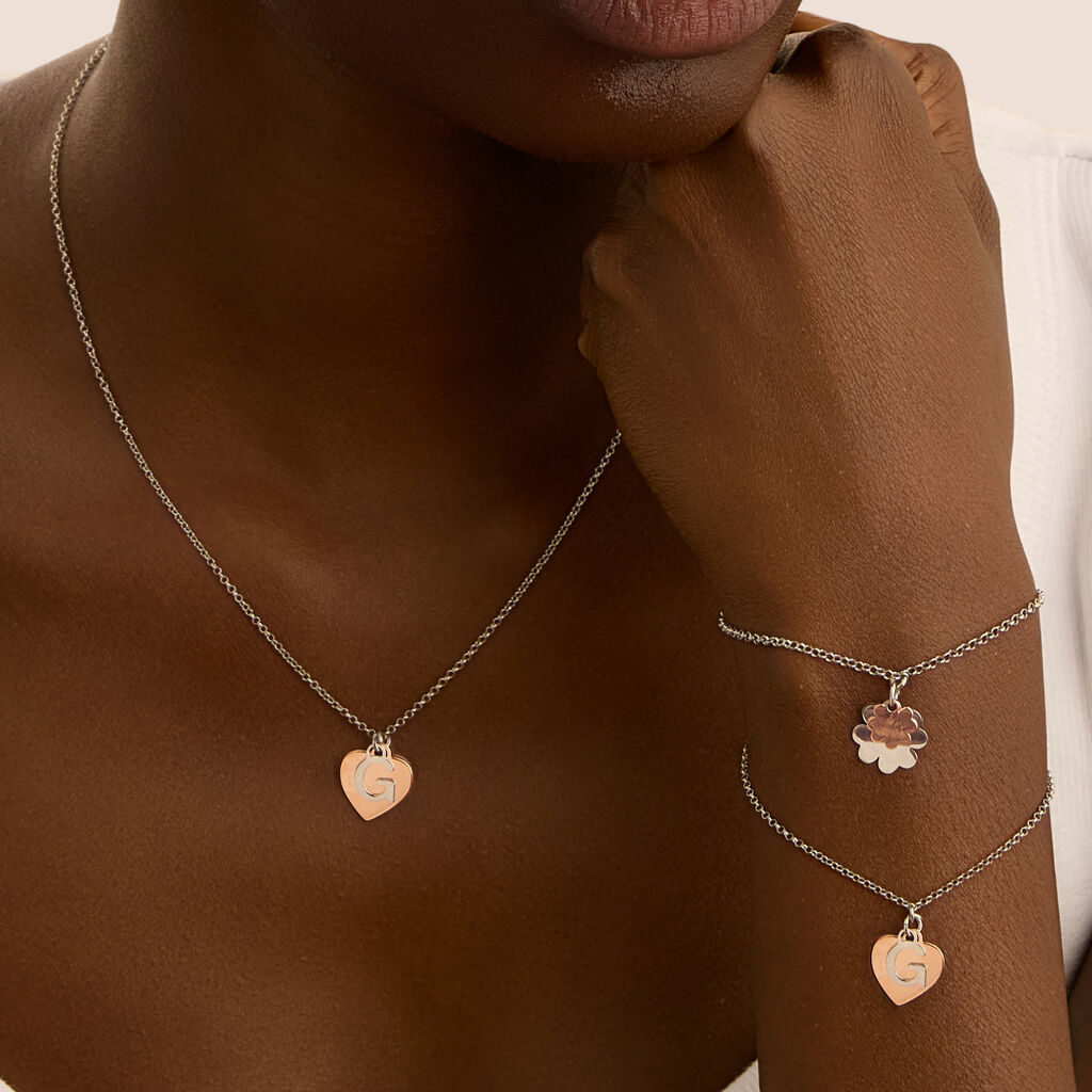 Collana Silver Collection Argento Bicolore Bianco / Rosa