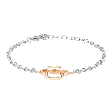 Bracciale Catena Mickey Mouse & Friends Acciaio Bicolore Bianco / Rosa Cristallo - Bracciali Donna | Stroili