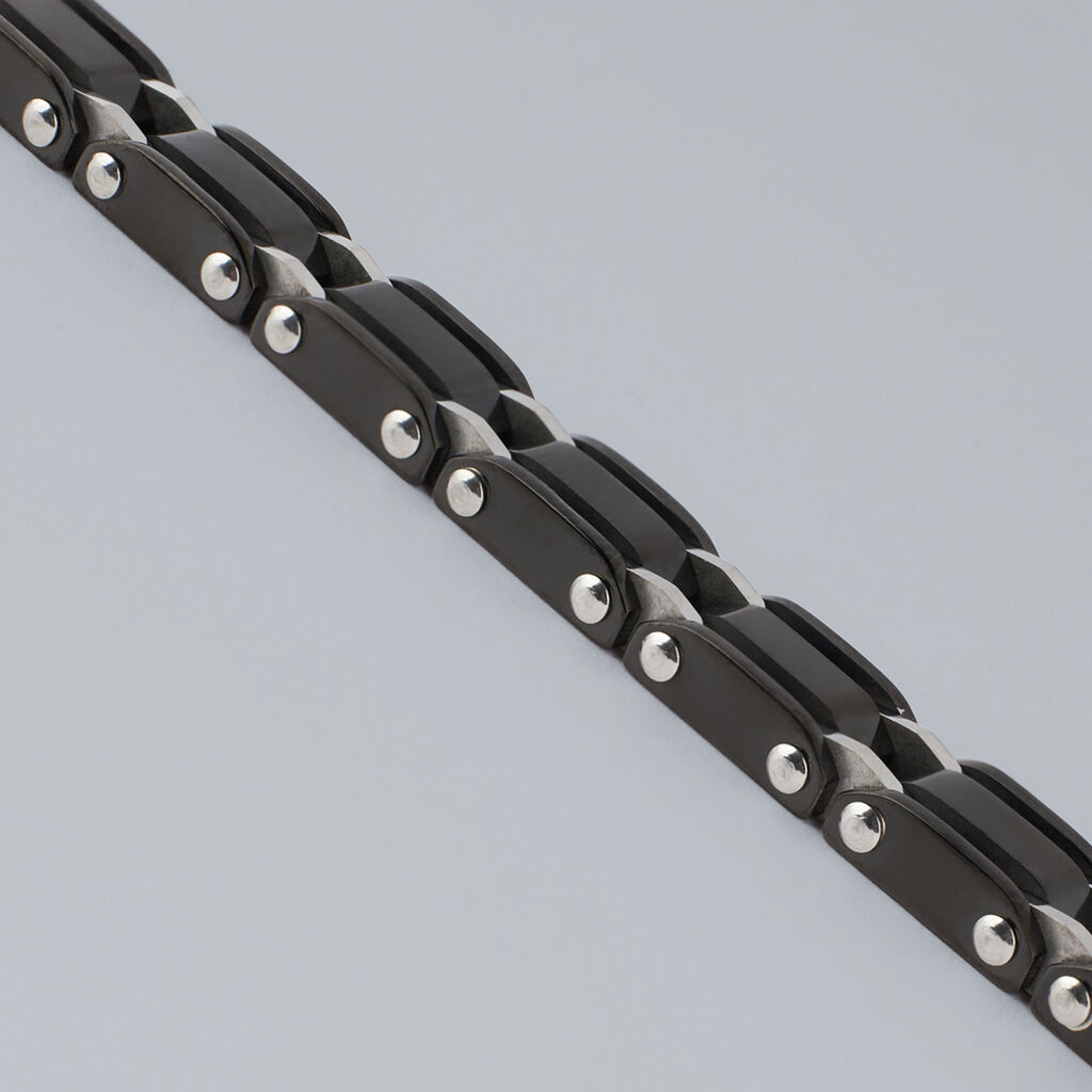 Bracciale Man Code Acciaio Bicolore Bianco / Nero - Bracciali Uomo | Stroili