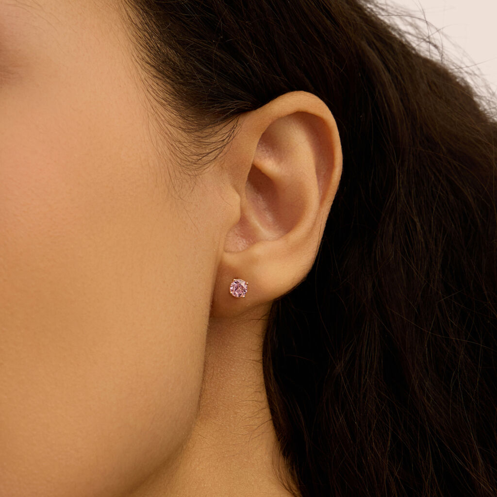 Orecchini Lobo Punto Luce Silver Rainbow Argento Rosa Cubic Zirconia