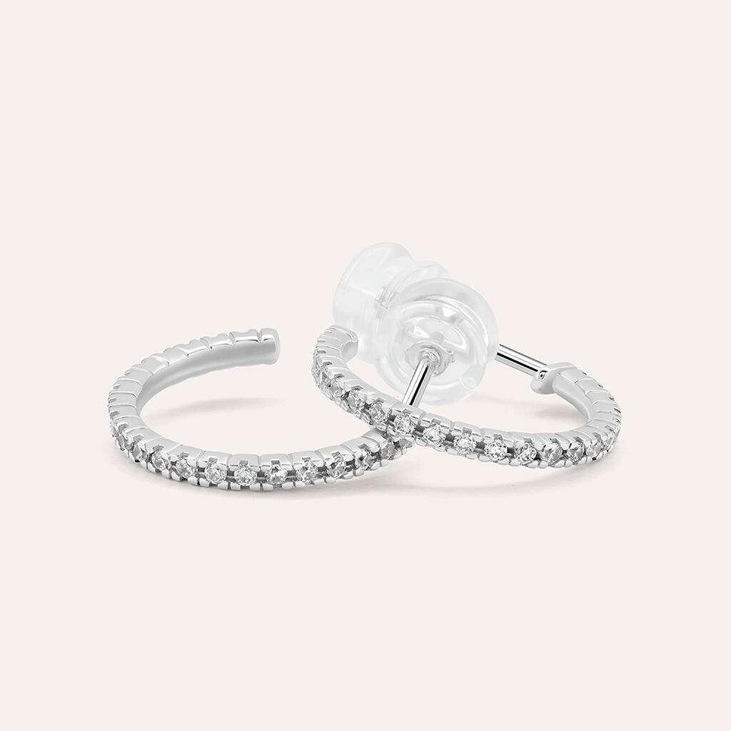 Orecchini A Cerchio Claire Oro Bianco Cubic Zirconia