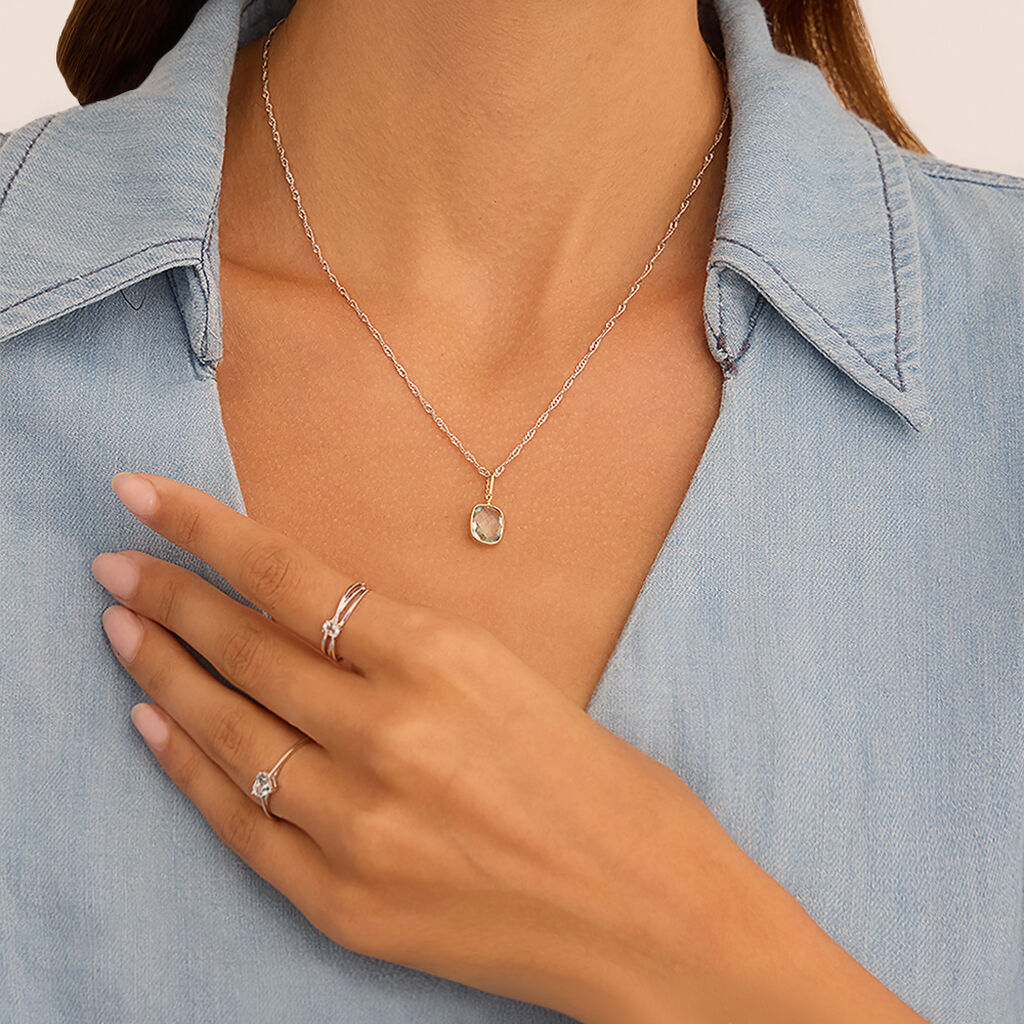 Anello Solitario Am&eacute;lie Oro Bianco Topazio