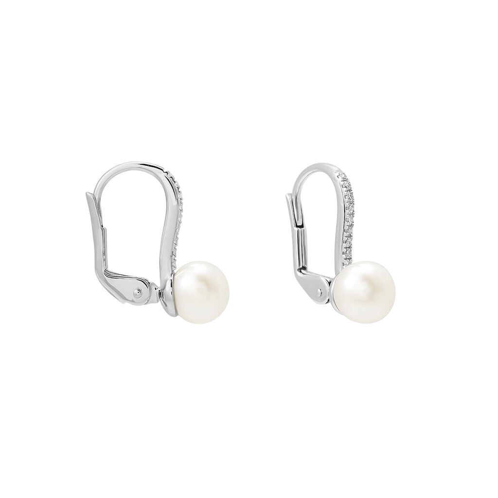 Orecchini Lobo Gabrielle Precious Oro Bianco Perla D'Acqua Dolce Diamante