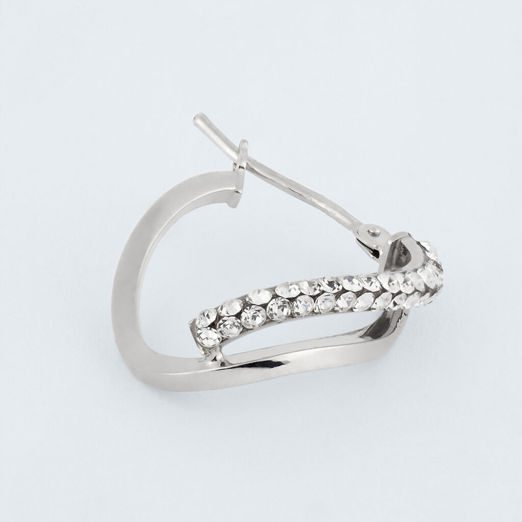 Orecchini A Cerchio Toujours Oro Bianco Cristallo