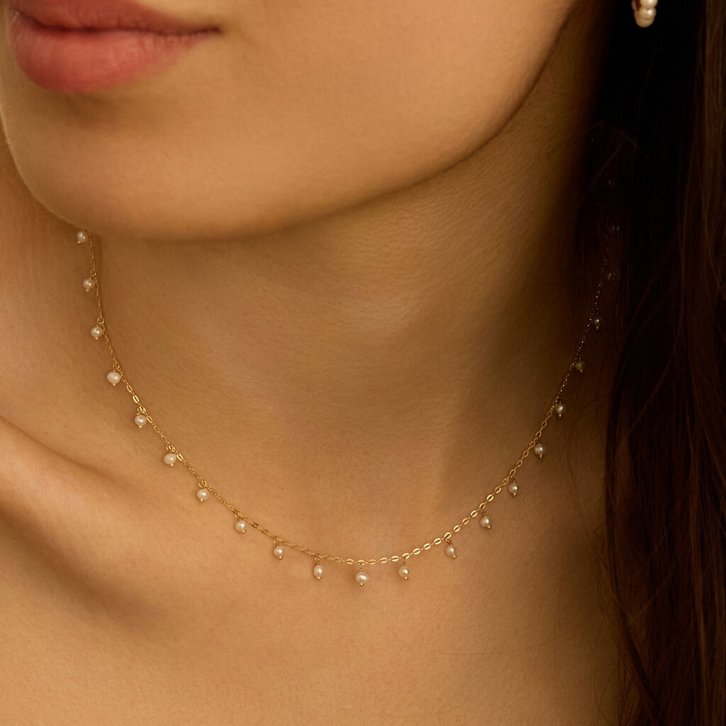 Collana Gabrielle Oro Giallo Perla D'Acqua Dolce