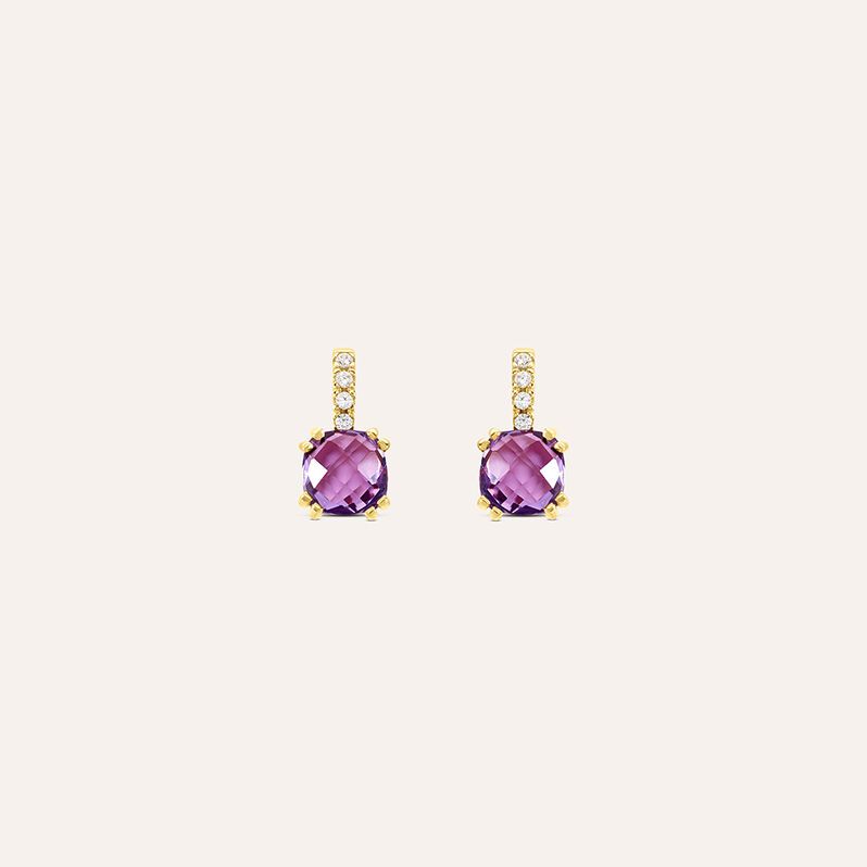 Orecchini Lobo Punto Luce Amélie Oro Giallo Ametista Cubic Zirconia - Orecchini a Lobo Donna | Stroili
