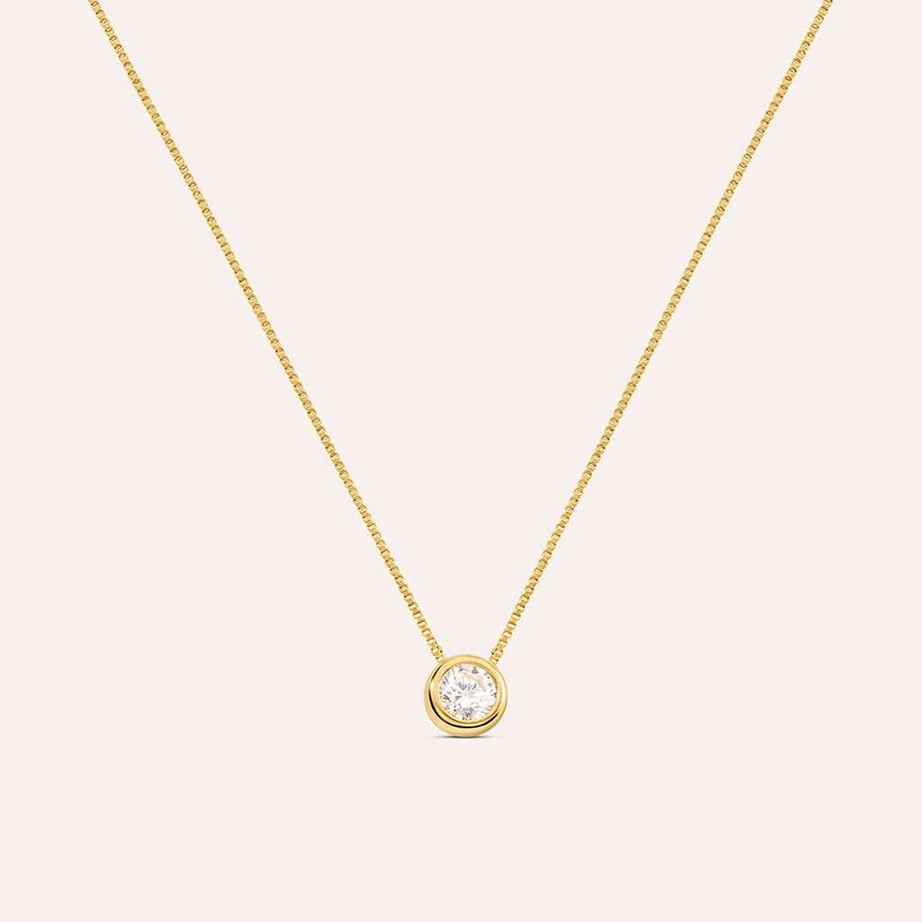Collana Punto Luce Silver Glow Argento Dorato Cubic Zirconia