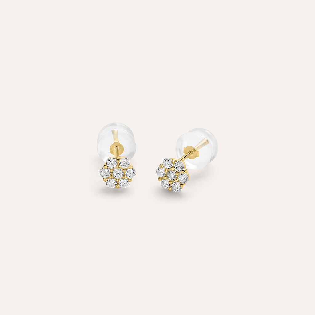 Orecchini Lobo Bon Ton Oro Giallo Cubic Zirconia