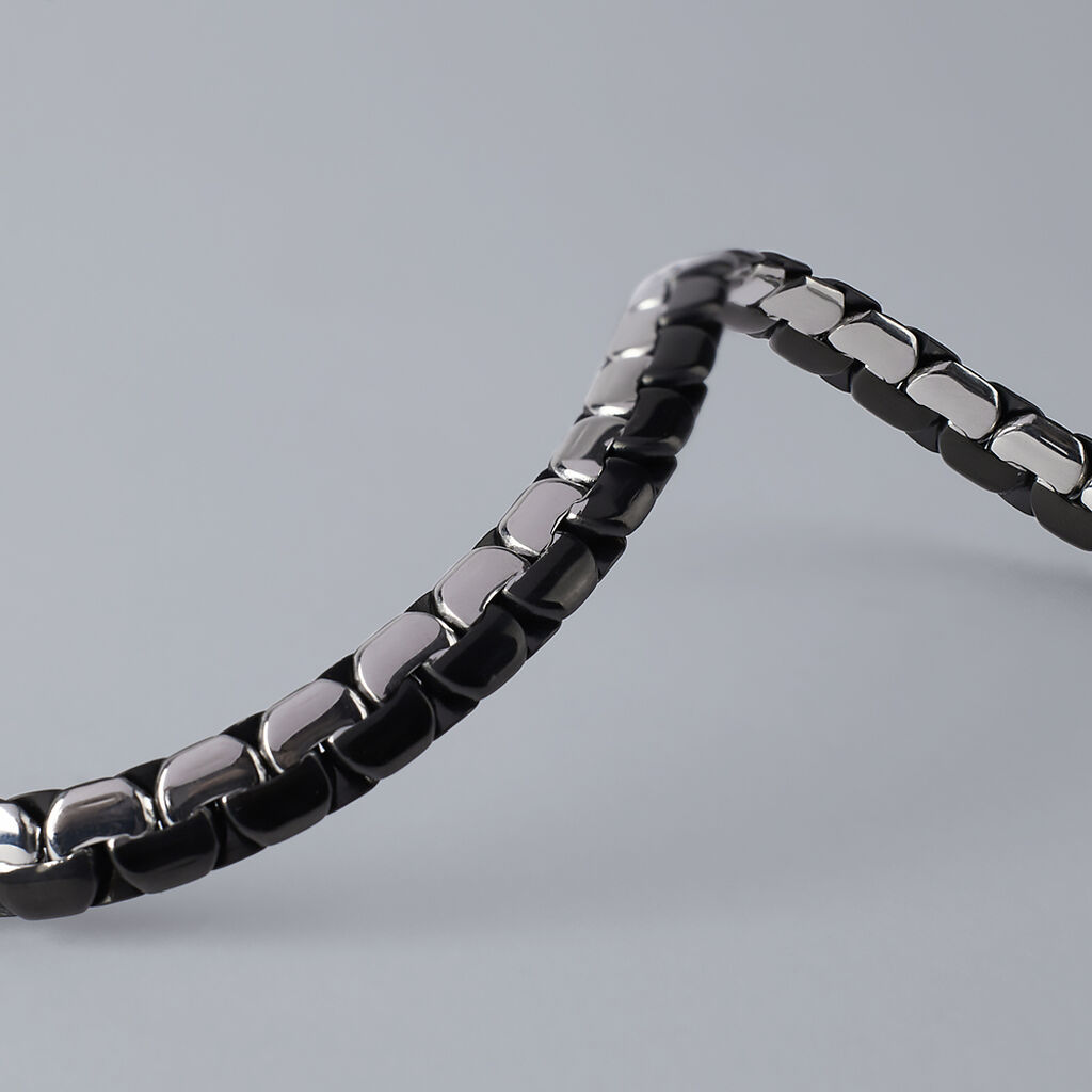 Bracciale Catena Man Code Acciaio Bicolore Bianco / Nero - Bracciali Uomo | Stroili