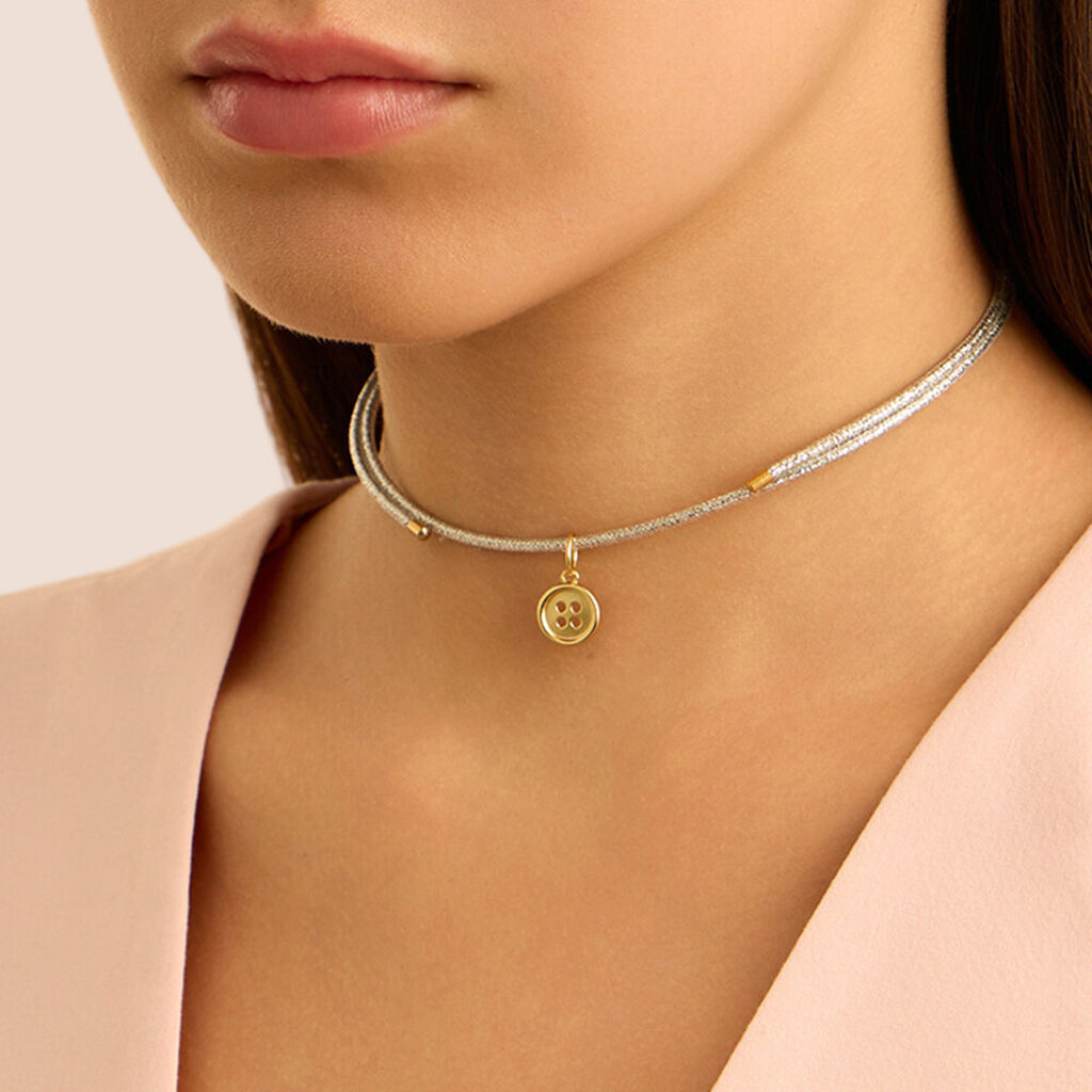 Pendente Bottone Love Beats Argento Dorato