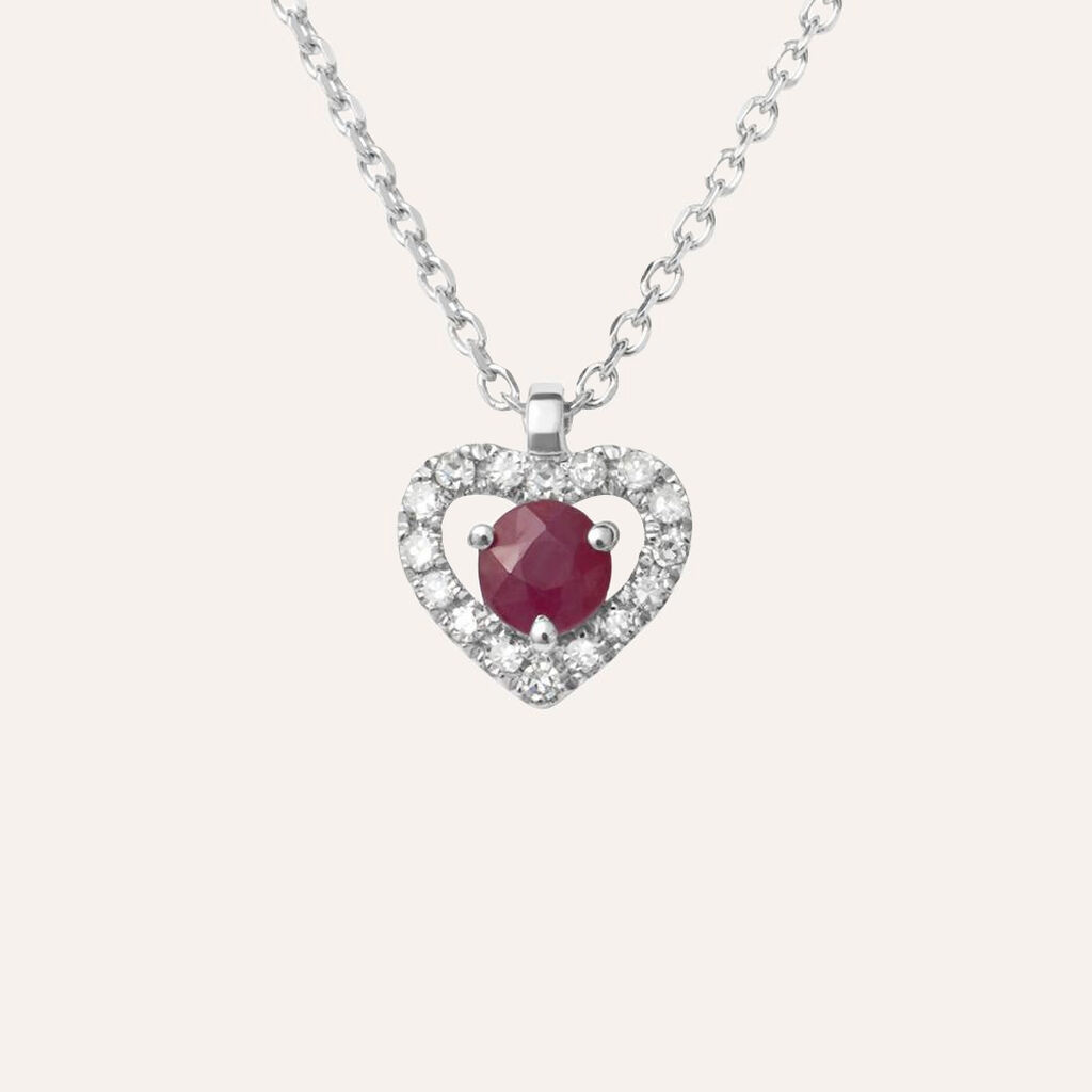 Collana Charlotte Oro Bianco Rubino Diamante