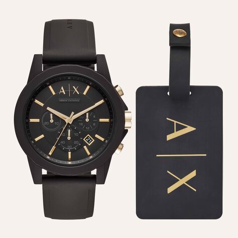 Set Orologio Al Quarzo Armani Exchange Ax7105 e Targhetta per Valigia - Orologi con Datario Uomo | Stroili