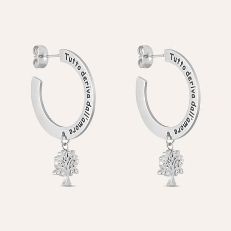 Orecchini A Cerchio Sunrise Acciaio Cristallo - Orecchini a Cerchio Donna | Stroili