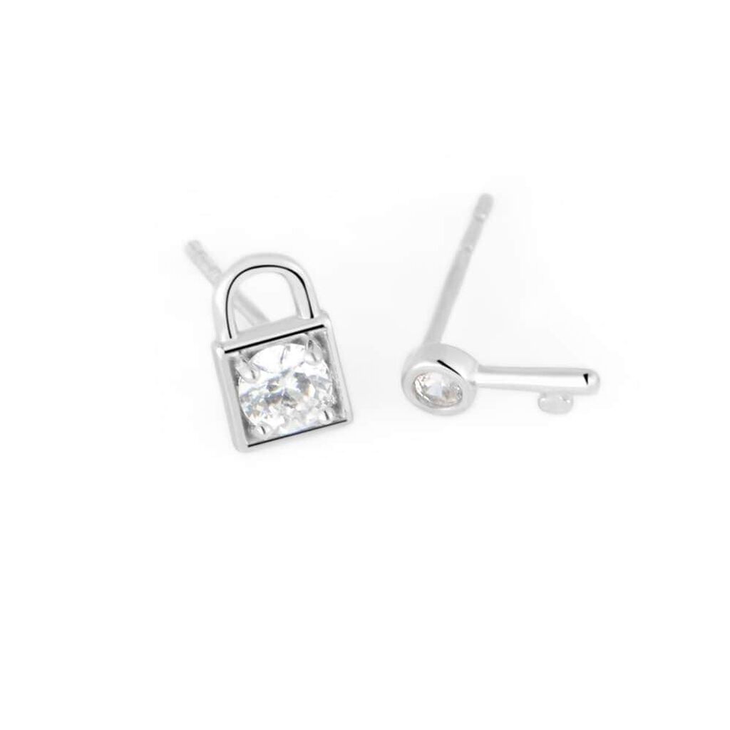 Orecchini Spaiati Bon Ton Oro Bianco Cubic Zirconia - Gioielli Donna | Stroili