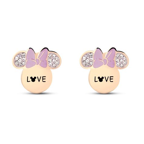 Orecchini Lobo Mickey Mouse & Friends Acciaio Rosa Cristallo - Orecchini a Lobo Donna | Stroili