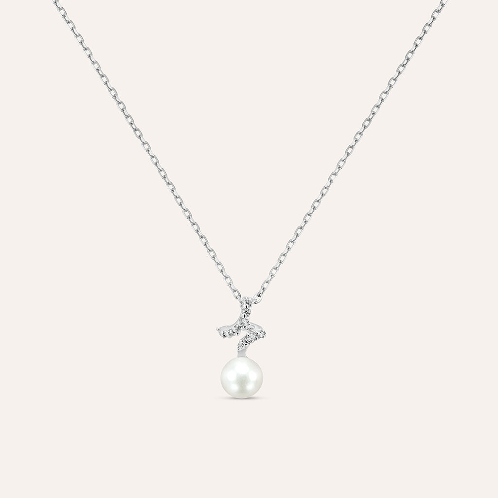 Collana Silver Pearls Argento Rodiato Perla sintentica Cubic Zirconia