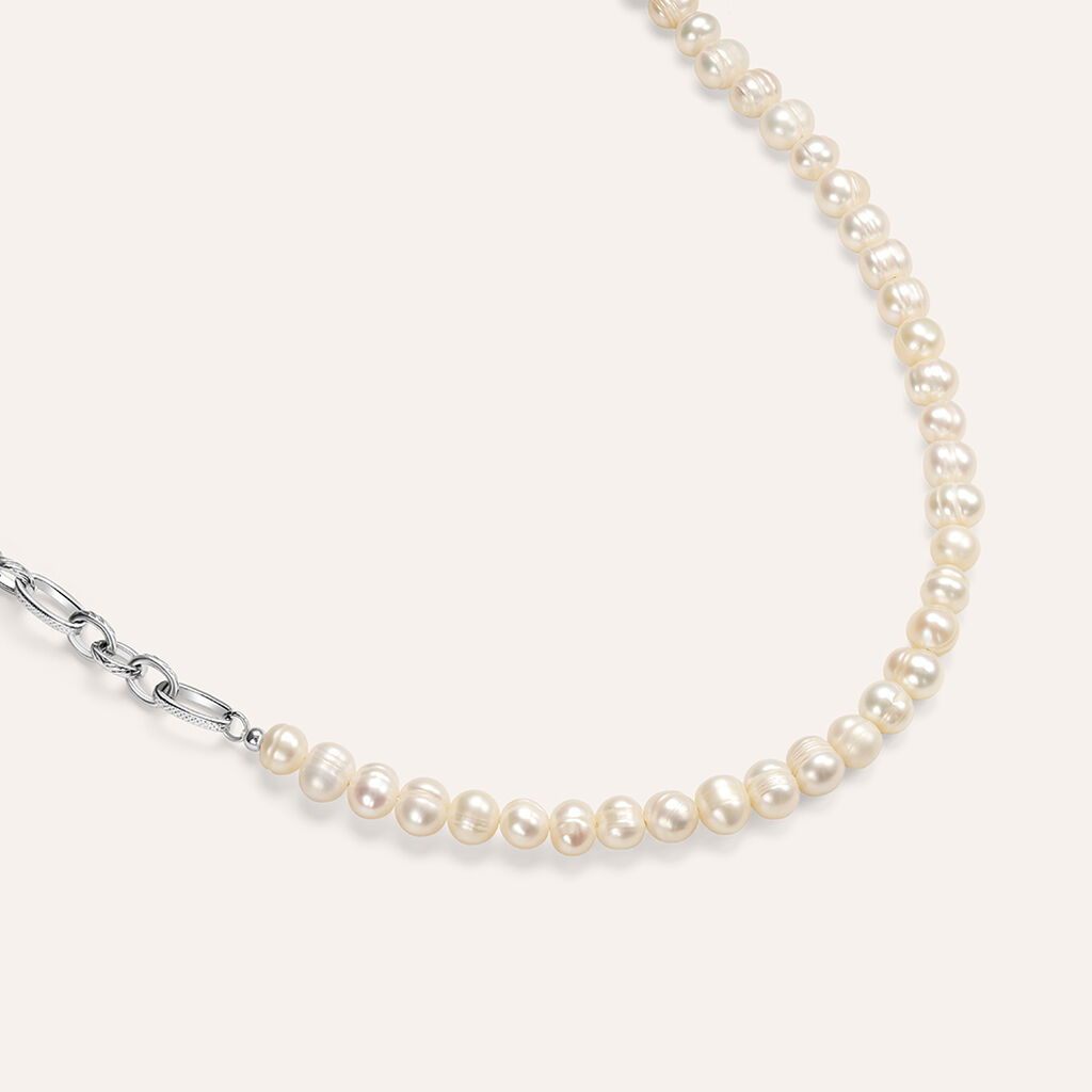 Collana Man Code Acciaio Perla D'Acqua Dolce