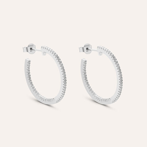 Orecchini A Cerchio Silver Elegance Argento Rodiato Cubic Zirconia - Orecchini a Cerchio Donna | Stroili