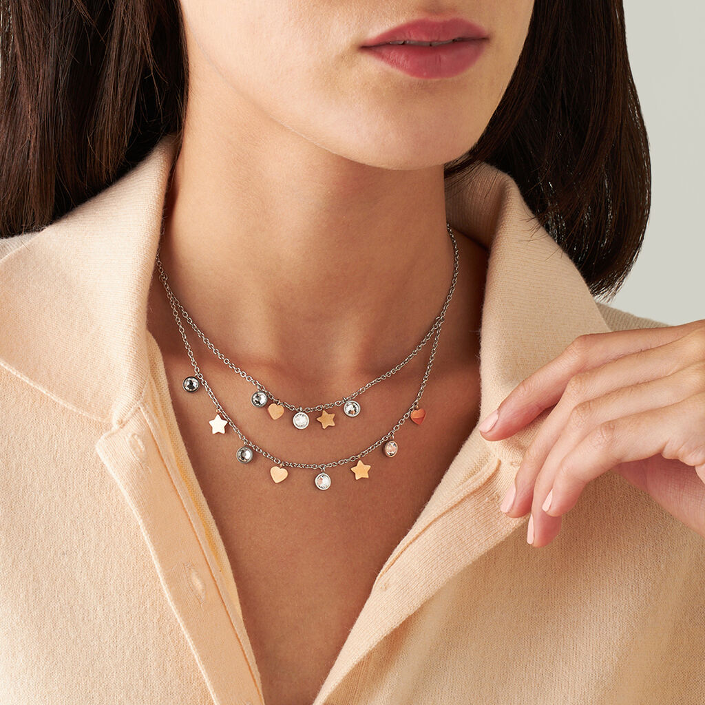 Collana Lady Chic Acciaio Bicolore Bianco / Rosa Cristallo - Collane Donna | Stroili