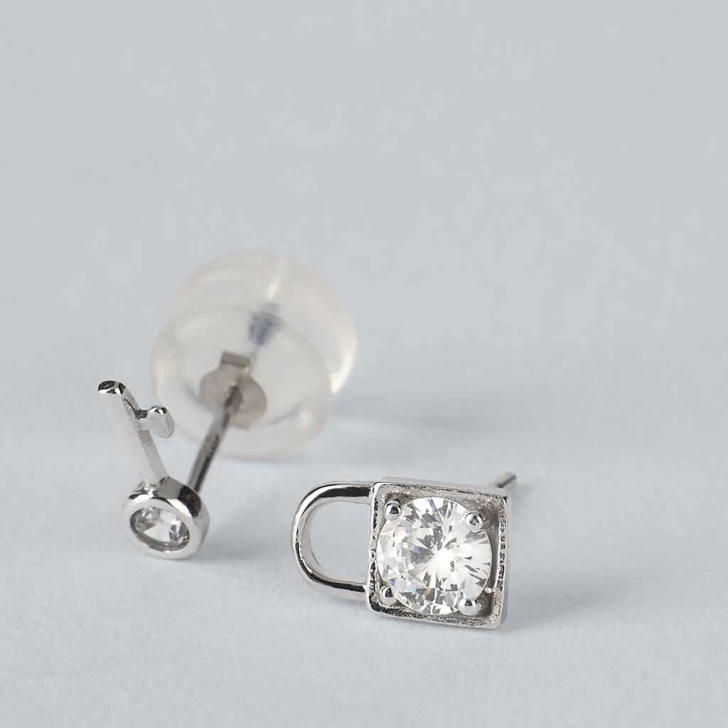 Orecchini Spaiati Bon Ton Oro Bianco Cubic Zirconia - Gioielli Donna | Stroili