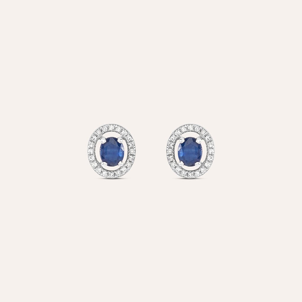 Orecchini Lobo Punto Luce Elizabeth Crown Oro Bianco Zaffiro Diamante - Orecchini a Lobo Donna | Stroili