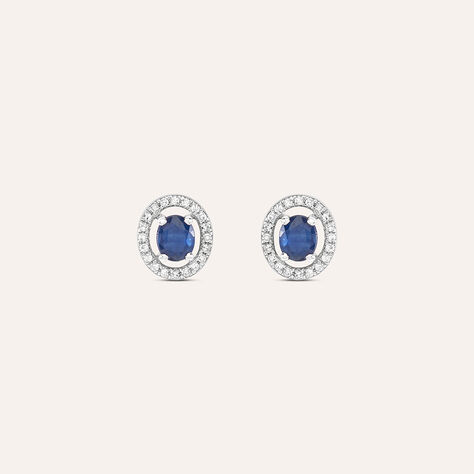 Orecchini Lobo Punto Luce Elizabeth Crown Oro Bianco Zaffiro Diamante - Orecchini a Lobo Donna | Stroili