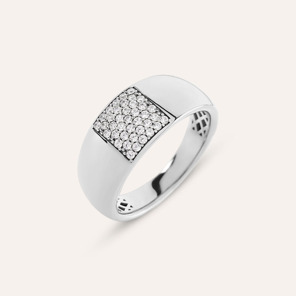 Anello Fascia Desideria Argento Nobile Rodiato Cubic Zirconia
