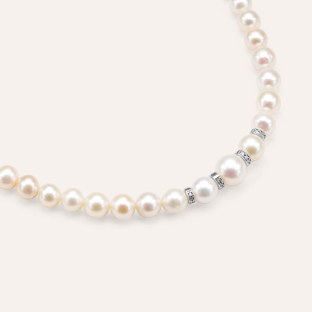 Bracciale Gold Pearls Oro Bianco Perla D'Acqua Dolce Diamante - Gioielli Donna | Stroili