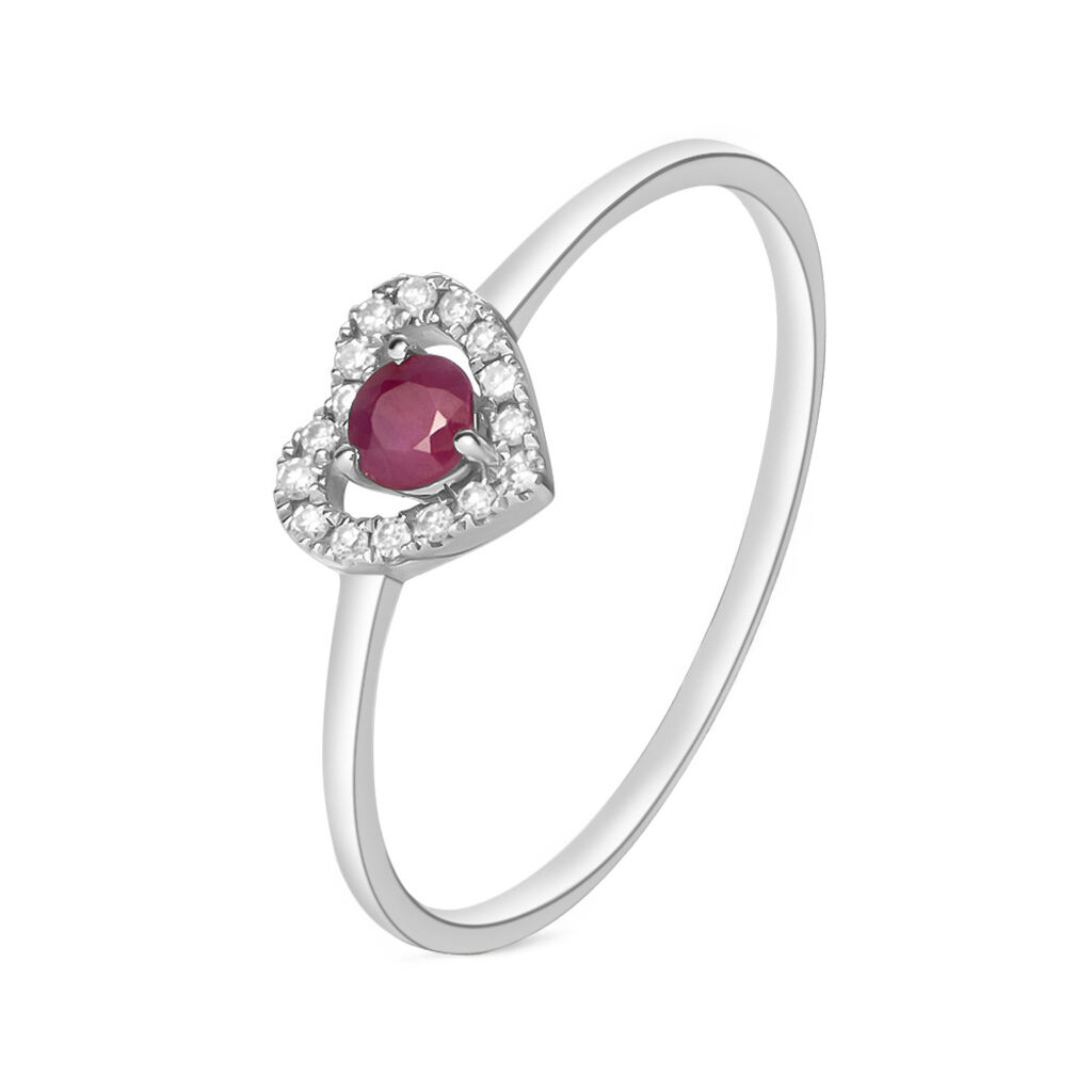 Anello Solitario Charlotte Oro Bianco Rubino Diamante